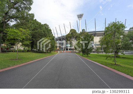 Melbourne, Australia - January 3, 2024 : View of Melbourne Cricket Ground in Melbourne, Australia on January 3, 2024. Melbourne, Australia - January 3, 2024 : View of Melbourne Cricket Ground in Melbourne, Australia on January 3, 2024. 130299311