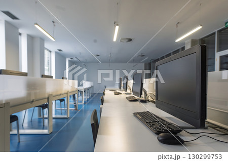 Minimalist corporate workspace with modern details. Minimalist corporate workspace with modern details. 130299753