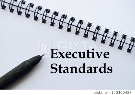 A professional notebook with pen showing executive standards concept A professional notebook with pen showing executive standards concept 130300487