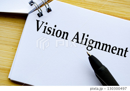 A professional notepad with pen showing vision alignment concept 130300497