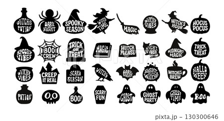 Halloween silhouette collection featuring ghosts Halloween silhouette collection featuring ghosts 130300646