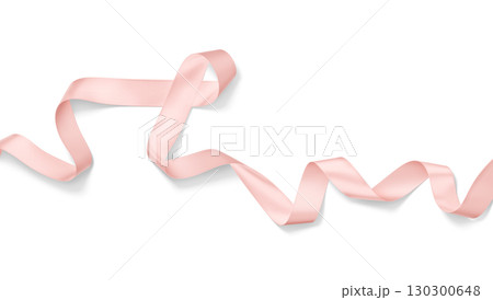 Blank white satin ribbon mockup, isolated 130300648