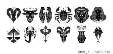 Collection Astrological black and white zodiac Collection Astrological black and white zodiac 130300650