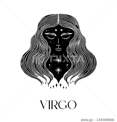 Elegant virgo zodiac sign art with celestial Elegant virgo zodiac sign art with celestial 130300668