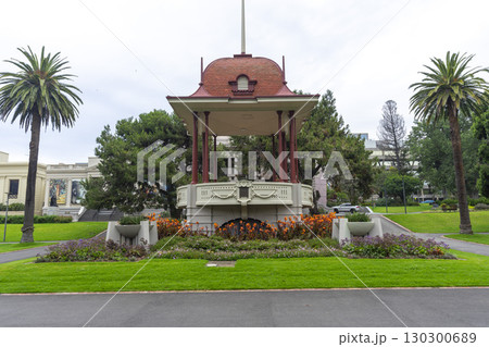 Geelong, Victoria, Australia - Jan 2, 2024 : Hitchcock Memorial Rotunda in Johnstone Park, Geelong, Australia on Jan 2, 2024. Geelong, Victoria, Australia - Jan 2, 2024 : Hitchcock Memorial Rotunda in Johnstone Park, Geelong, Australia on Jan 2, 2024. 130300689