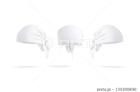 Blank white bandana head wrap mockup, front and side view 130300690