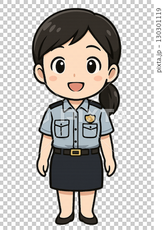爽やかな笑顔で立っている夏服の制服を着ている婦人警官 爽やかな笑顔で立っている夏服の制服を着ている婦人警官 130301119