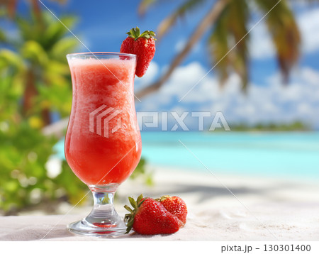 南国ビーチリゾートで味わう苺スムージーと夏の休暇気分 130301400