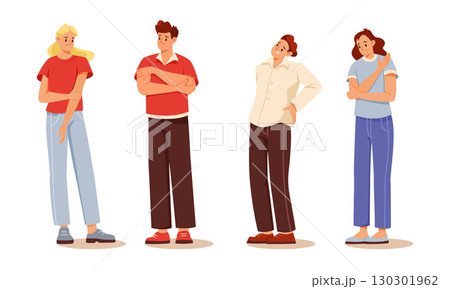 A Diverse Group of Young Adults in Casual Outfits, Embracing Style and Togetherness A Diverse Group of Young Adults in Casual Outfits, Embracing Style and Togetherness 130301962