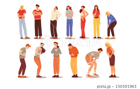 A collection of expressive human figures showcasing various emotions and distinct poses A collection of expressive human figures showcasing various emotions and distinct poses 130301963