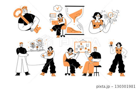 A variety of diverse individuals participating in professional tasks and collaborative efforts 130301981