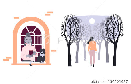 Embracing Cozy Evening Moments Both in Nature and the Comfort of Your Home Environment 130301987