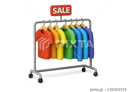 3d shopping sale colorful t shirt rack with...のイラスト素材 [130302535] - PIXTA
