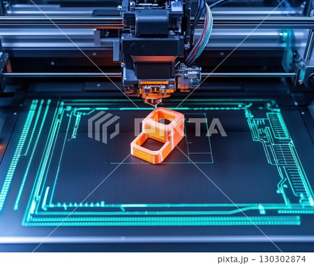 3d printing innovation close up of additive manufacturing process. 130302874