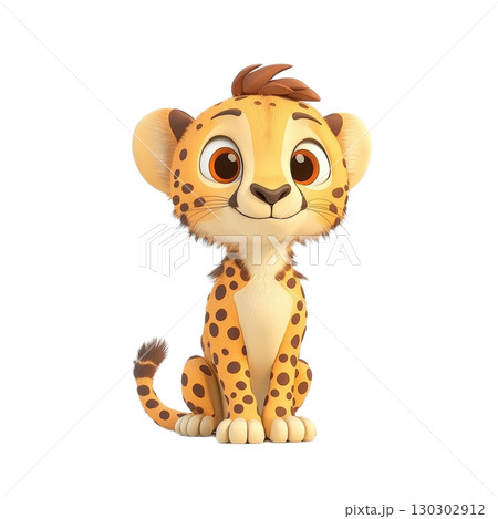 Adorable cartoon cheetah cub  cheerful wildlife illustration 130302912