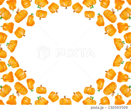 水彩風カボチャのフレーム素材 ハロウィンや秋のデザインに使えるハロウィンカードやポスター用背景素材 水彩風カボチャのフレーム素材 ハロウィンや秋のデザインに使えるハロウィンカードやポスター用背景素材 130303509