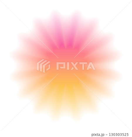 Gradient flower shape. Y2K colorful floral icon with soft glow and blurred edges isolated on white background. Trendy blurry figure for design, sticker, poster, social media. Vector illustration Gradient flower shape. Y2K colorful floral icon with soft glow and blurred edges isolated on white background. Trendy blurry figure for design, sticker, poster, social media. Vector illustration 130303525