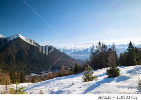 Snowy Mountain Landscape in the Bavarian Alps, Germany  130303718