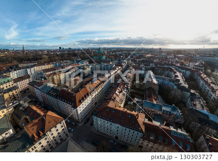 Munich cityscape from drone. Pano 130303727