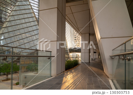 Modern Walkway with Striking Architecture in KAFD, Riyadh. Modern Walkway with Striking Architecture in KAFD, Riyadh. 130303753