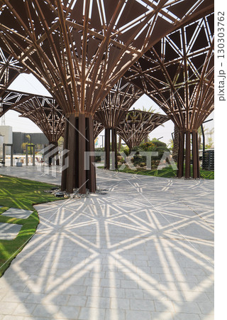 Architectural Pergola and Desert Garden in Boulevard, Riyadh. 130303762