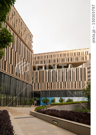 Modern architecture of the King Abdullah Financial District KAFD in Riyadh, Saudi Arabia. 130303797