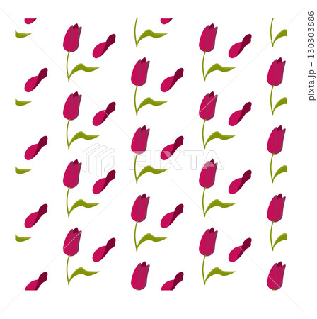 Red tulips pattern. Seamless pattern. Vector illustration. 130303886