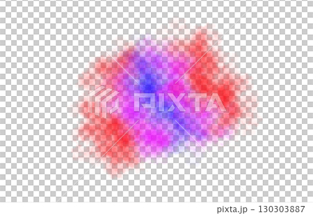 Colorful red blue and magenta smoke cloud on transparent background with soft diffusion isolated in vertical shape and glowing texture 130303887