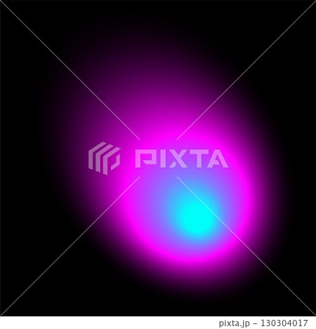 Abstract color blur neon round shape on black background. Neon colored bright blending blob with graduation effect. Glowing comet in dark space. Graphic vector illustration 130304017