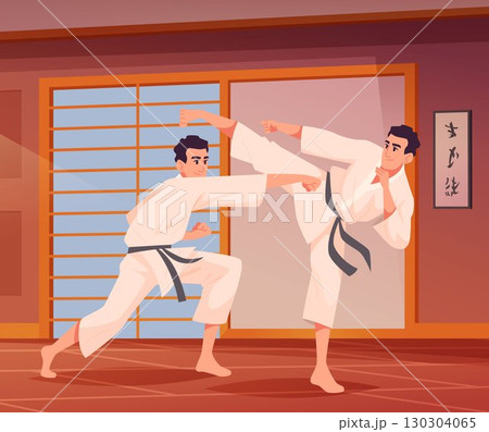 Fighters dojo. asian traditional martial arts karate fighters 130304065