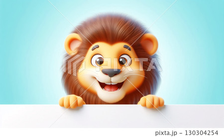 3D funny adorable lion cartoon 130304254