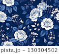 クラシカルな青の花柄背景 130304502