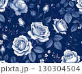 クラシカルな青の花柄背景 130304504