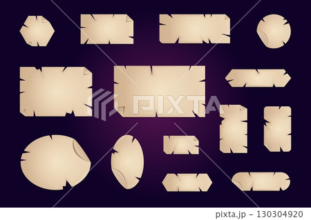 Old paper pieces. Game buttons torn papers...のイラスト素材 [130304920] - PIXTA