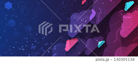 Cloud concept futuristic technology or science background and network security 130305138