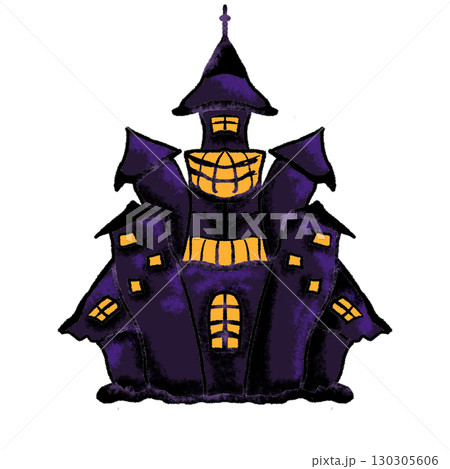 ハロウィンのお化け屋敷イラスト 130305606