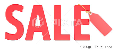 Sale with price tag. 3D rendering 130305728