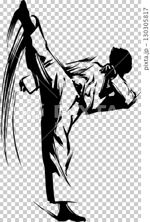 Taekwondo ink painting illustration 130305817
