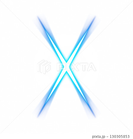 発光する青のXシンボル 透明背景 発光する青のXシンボル 透明背景 130305853