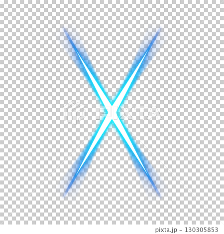 発光する青のXシンボル 透明背景 発光する青のXシンボル 透明背景 130305853