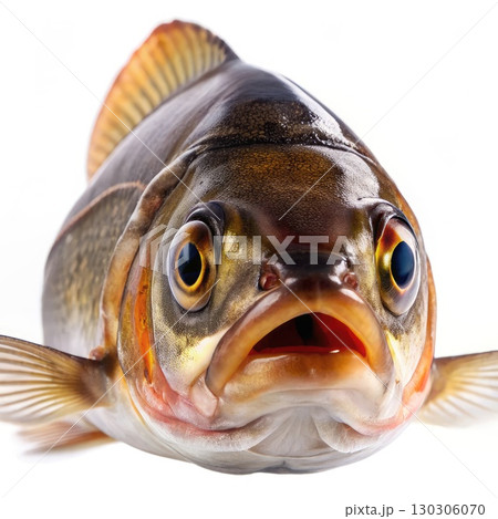 Close Up of a Fish on a White Background. Generative AI 130306070