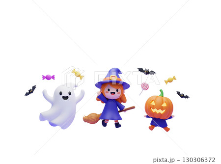 ハロウィンの仮装をしたおばけたち 130306372