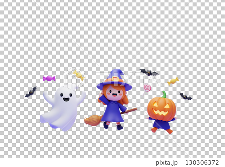 ハロウィンの仮装をしたおばけたち 130306372