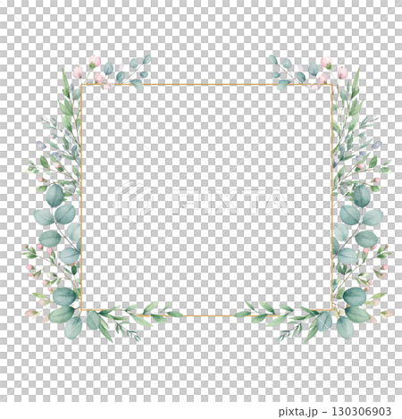 植物可愛的方形框架 130306903