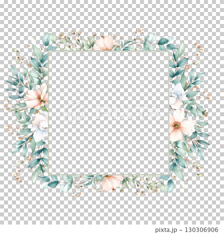 由綠色植物製成的方形框架 130306906