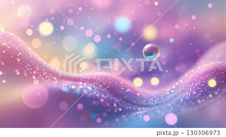 魔法の泡が浮かぶパステルグリッターの幻想世界 130306973