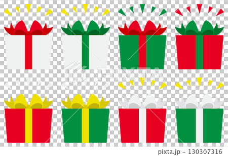 Christmas color gift box set of 8 simple illustrations 130307316