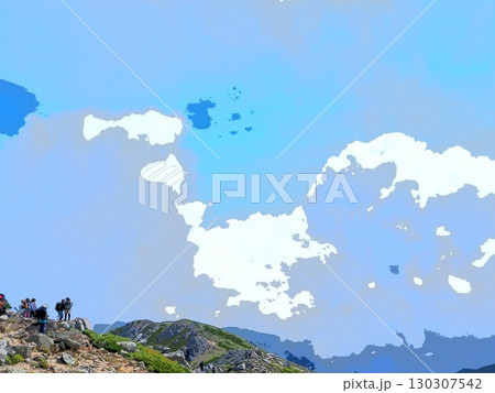 山頂付近に現れた巨大入道雲と登山者達(afr20250822095742) 山頂付近に現れた巨大入道雲と登山者達(afr20250822095742) 130307542