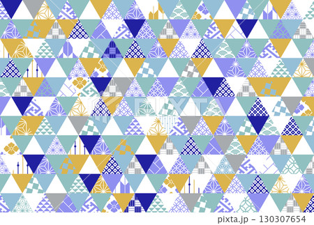 冬の季節の彩り和柄背景イラスト 130307654