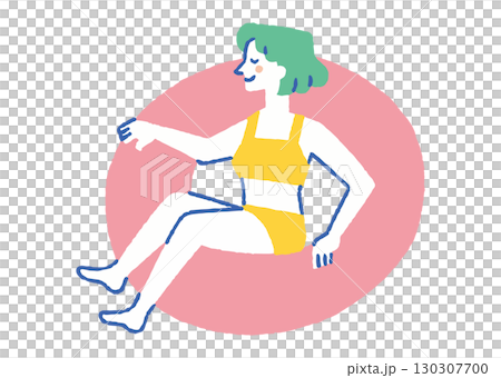 Woman relaxing in the summer pool_Color Woman relaxing in the summer pool_Color 130307700